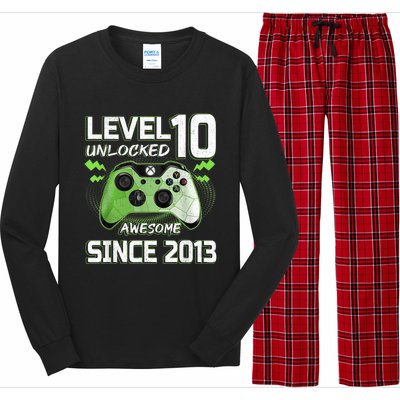 Level 10 Unlocked Awesome Since 2013 10th Birthday Gaming Long Sleeve Pajama Set