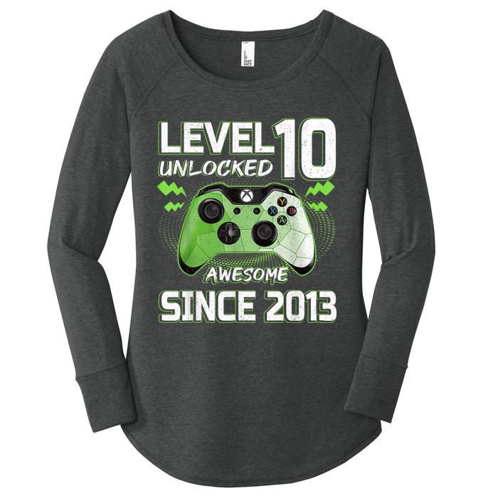 Level 10 Unlocked Awesome Since 2013 10th Birthday Gaming Women's Perfect Tri Tunic Long Sleeve Shirt