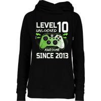 Level 10 Unlocked Awesome Since 2013 10th Birthday Gaming Womens Funnel Neck Pullover Hood