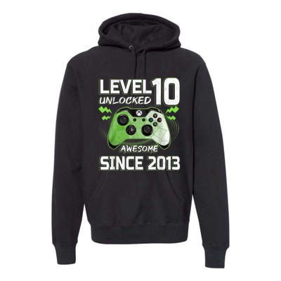 Level 10 Unlocked Awesome Since 2013 10th Birthday Gaming Premium Hoodie