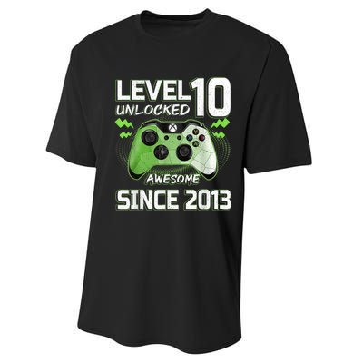 Level 10 Unlocked Awesome Since 2013 10th Birthday Gaming Performance Sprint T-Shirt