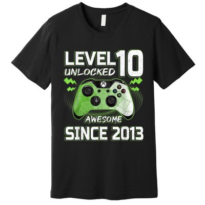 Level 10 Unlocked Awesome Since 2013 10th Birthday Gaming Premium T-Shirt