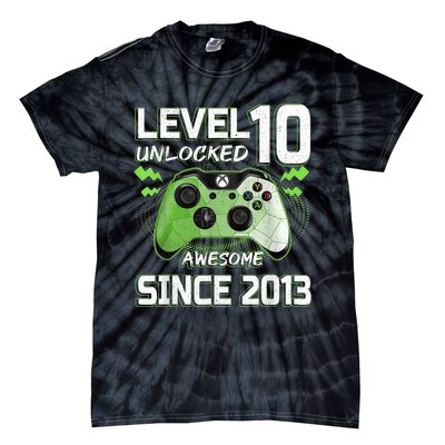 Level 10 Unlocked Awesome Since 2013 10th Birthday Gaming Tie-Dye T-Shirt