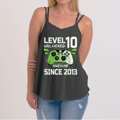 Level 10 Unlocked Awesome Since 2013 10th Birthday Gaming Women's Strappy Tank