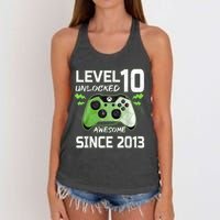 Level 10 Unlocked Awesome Since 2013 10th Birthday Gaming Women's Knotted Racerback Tank