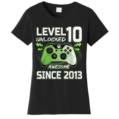 Level 10 Unlocked Awesome Since 2013 10th Birthday Gaming Women's T-Shirt