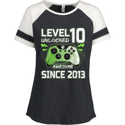 Level 10 Unlocked Awesome Since 2013 10th Birthday Gaming Enza Ladies Jersey Colorblock Tee