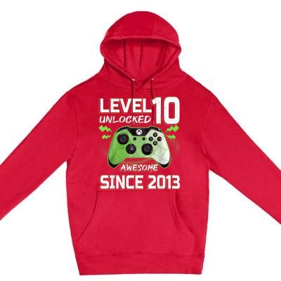 Level 10 Unlocked Awesome Since 2013 10th Birthday Gaming Premium Pullover Hoodie