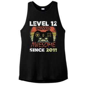 Level 12 Unlocked Awesome Since 2011 12th Birthday Gaming Ladies PosiCharge Tri-Blend Wicking Tank