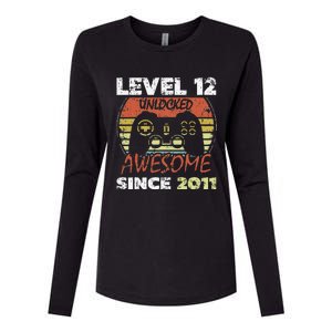 Level 12 Unlocked Awesome Since 2011 12th Birthday Gaming Womens Cotton Relaxed Long Sleeve T-Shirt