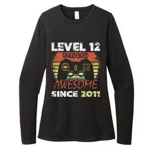 Level 12 Unlocked Awesome Since 2011 12th Birthday Gaming Womens CVC Long Sleeve Shirt