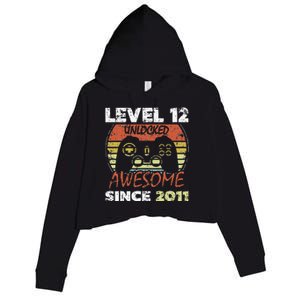 Level 12 Unlocked Awesome Since 2011 12th Birthday Gaming Crop Fleece Hoodie