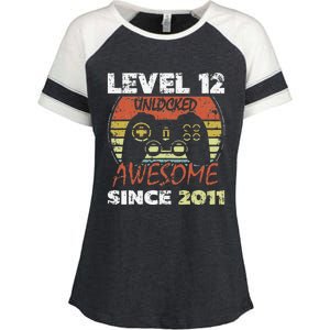 Level 12 Unlocked Awesome Since 2011 12th Birthday Gaming Enza Ladies Jersey Colorblock Tee