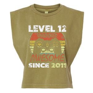 Level 12 Unlocked Awesome Since 2011 12th Birthday Gaming Garment-Dyed Women's Muscle Tee