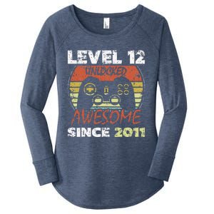 Level 12 Unlocked Awesome Since 2011 12th Birthday Gaming Women's Perfect Tri Tunic Long Sleeve Shirt