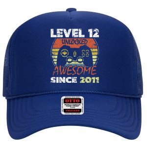 Level 12 Unlocked Awesome Since 2011 12th Birthday Gaming High Crown Mesh Back Trucker Hat