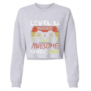 Level 12 Unlocked Awesome Since 2011 12th Birthday Gaming Cropped Pullover Crew