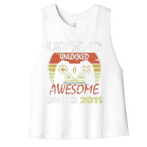 Level 12 Unlocked Awesome Since 2011 12th Birthday Gaming Women's Racerback Cropped Tank