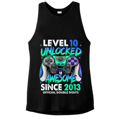 Level 10 Unlocked Awesome Since 2013 10th Birthday Gaming Ladies PosiCharge Tri-Blend Wicking Tank