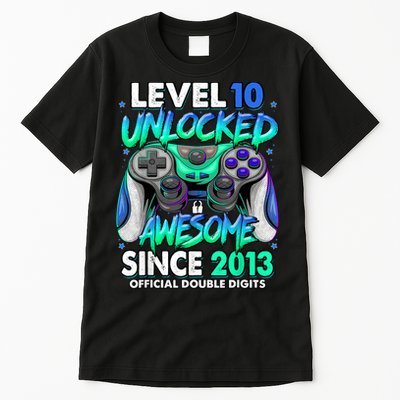 Level 10 Unlocked Awesome Since 2013 10th Birthday Gaming Tall T-Shirt