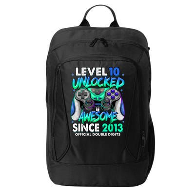 Level 10 Unlocked Awesome Since 2013 10th Birthday Gaming City Backpack
