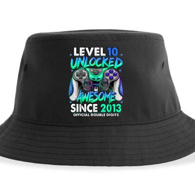 Level 10 Unlocked Awesome Since 2013 10th Birthday Gaming Sustainable Bucket Hat