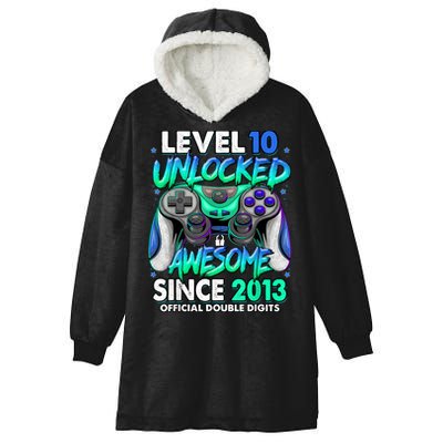 Level 10 Unlocked Awesome Since 2013 10th Birthday Gaming Hooded Wearable Blanket