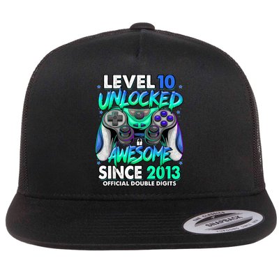Level 10 Unlocked Awesome Since 2013 10th Birthday Gaming Flatbill Hat