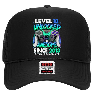 Level 10 Unlocked Awesome Since 2013 10th Birthday Gaming Trucker Hat