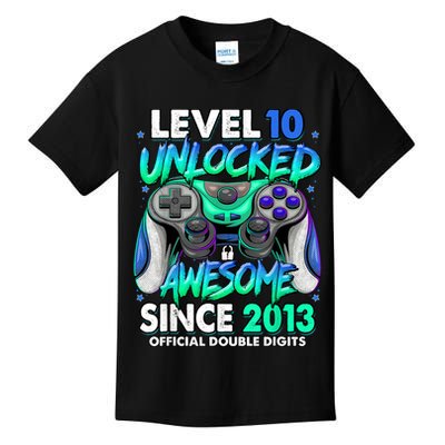 Level 10 Unlocked Awesome Since 2013 10th Birthday Gaming Kids T-Shirt