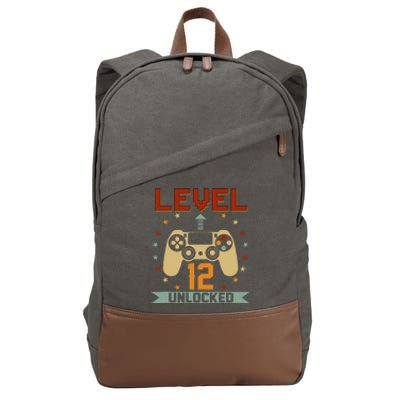 Level 12 Unlocked Funny Video Gamer 12th Birthday Gift Cute Cotton Canvas Backpack