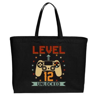 Level 12 Unlocked Funny Video Gamer 12th Birthday Gift Cute Cotton Canvas Jumbo Tote