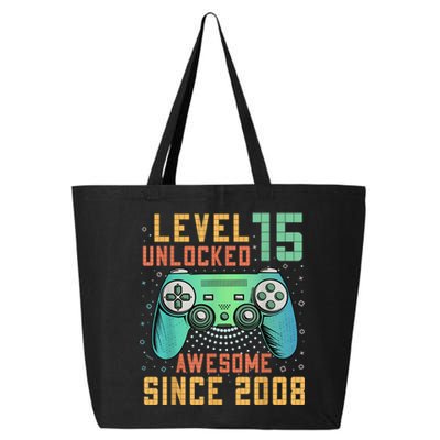 Level 15 Unlocked 15th Birthday 15 Year Old Boy Gifts Gamer 25L Jumbo Tote