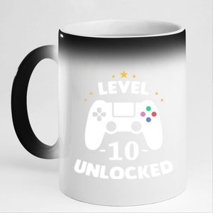 Level 10 Unlocked Video Games 10th Birthday Party Gift Idea Gift 11oz Black Color Changing Mug