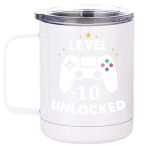 Level 10 Unlocked Video Games 10th Birthday Party Gift Idea Gift 12 oz Stainless Steel Tumbler Cup