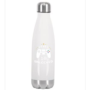 Level 10 Unlocked Video Games 10th Birthday Party Gift Idea Gift Stainless Steel Insulated Water Bottle