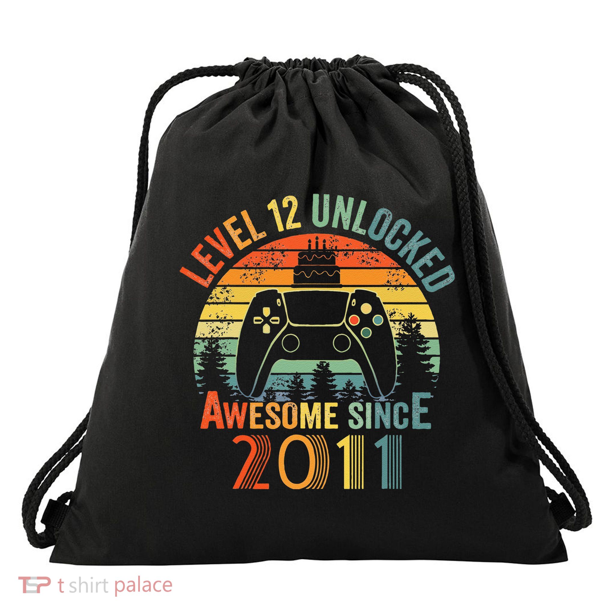 Level 12 Unlocked Video Game 12 Years Old 12th Birthdays Drawstring Bag