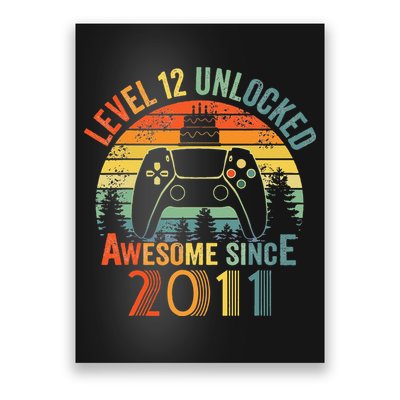 Level 12 Unlocked Video Game 12 Years Old 12th Birthdays Poster