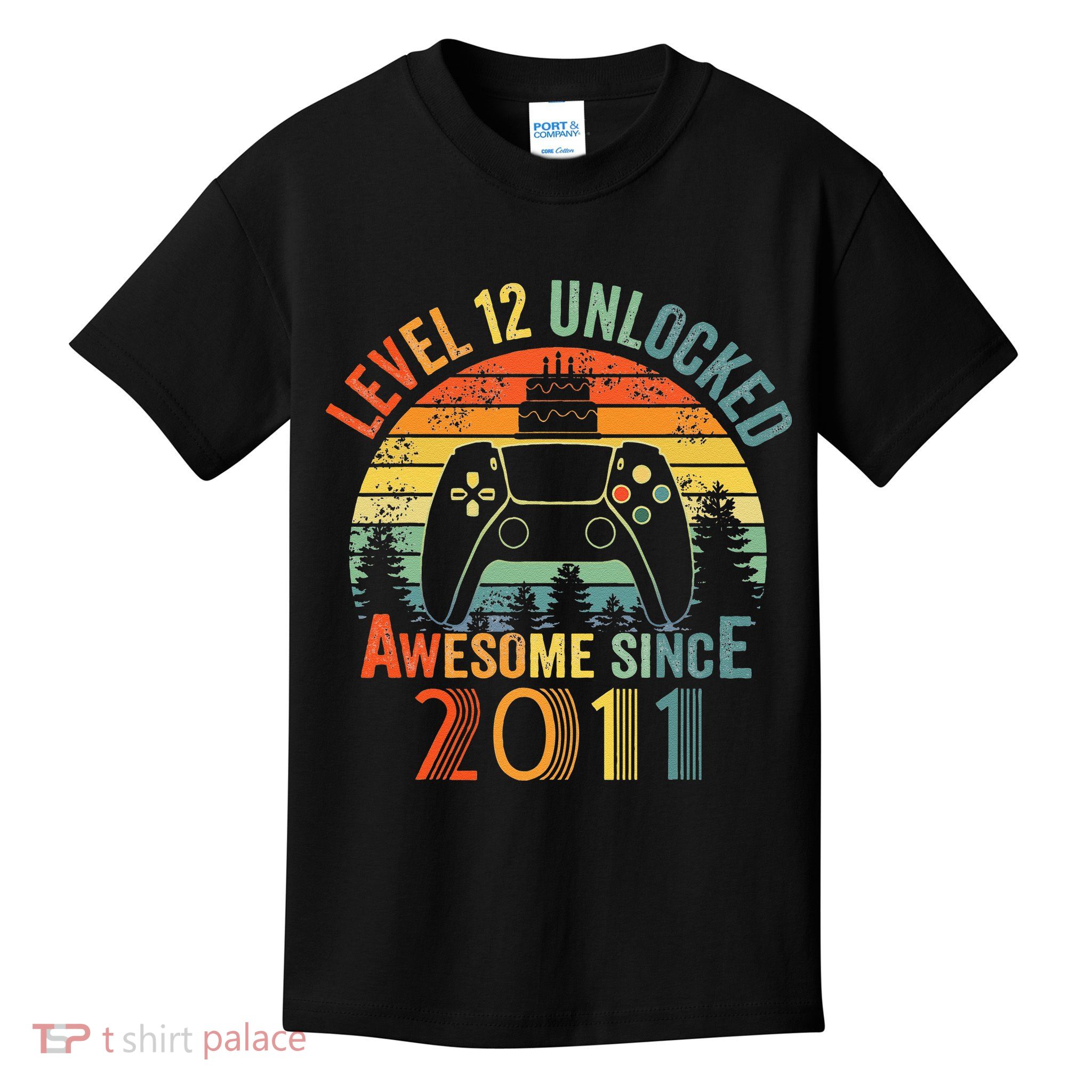 Level 12 Unlocked Video Game 12 Years Old 12th Birthdays Kids T-Shirt