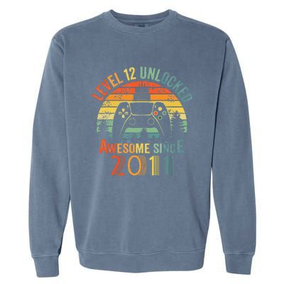 Level 12 Unlocked Video Game 12 Years Old 12th Birthdays Garment-Dyed Sweatshirt