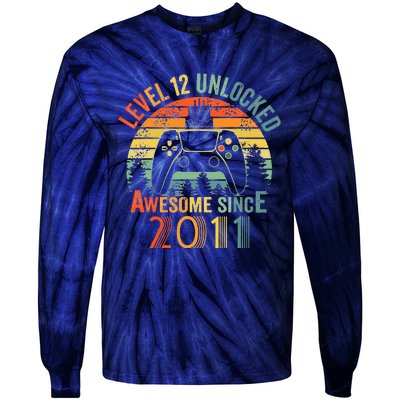 Level 12 Unlocked Video Game 12 Years Old 12th Birthdays Tie-Dye Long Sleeve Shirt