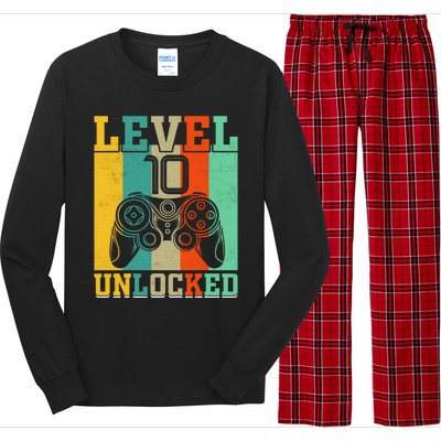 Level 10 Unlocked Birthday For Boy 10 Years Old Gamer Bday Long Sleeve Pajama Set