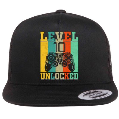 Level 10 Unlocked Birthday For Boy 10 Years Old Gamer Bday Flatbill Hat