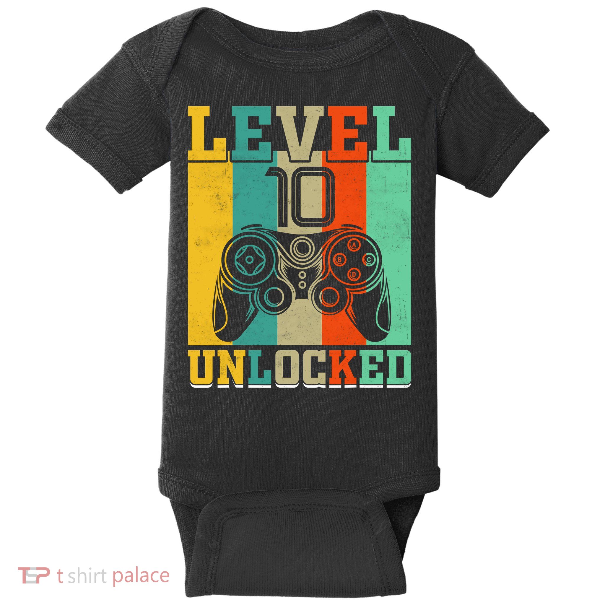 Level 10 Unlocked Birthday For Boy 10 Years Old Gamer Bday Baby Bodysuit