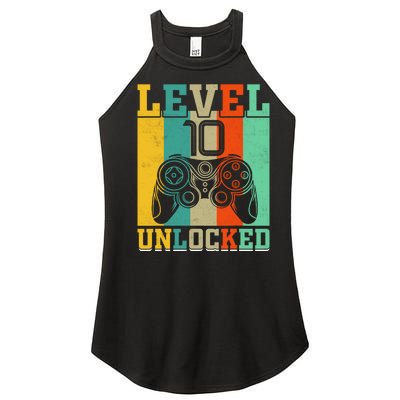 Level 10 Unlocked Birthday For Boy 10 Years Old Gamer Bday Women’s Perfect Tri Rocker Tank