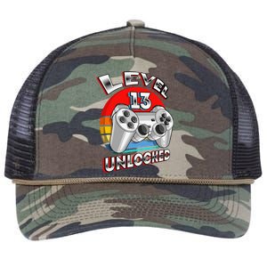 Level 13 Unlocked Matching Video Game 13th Birthday Gift Retro Rope Trucker Hat Cap