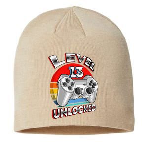 Level 13 Unlocked Matching Video Game 13th Birthday Gift Sustainable Beanie