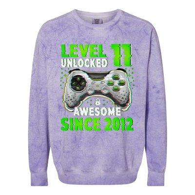 Level 11 Unlocked Video Game 11th Birthday Gamer Boys Colorblast Crewneck Sweatshirt