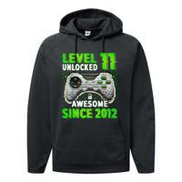 Level 11 Unlocked Video Game 11th Birthday Gamer Boys Performance Fleece Hoodie