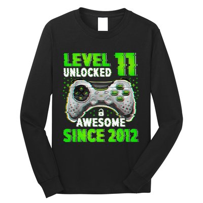 Level 11 Unlocked Video Game 11th Birthday Gamer Boys Long Sleeve Shirt